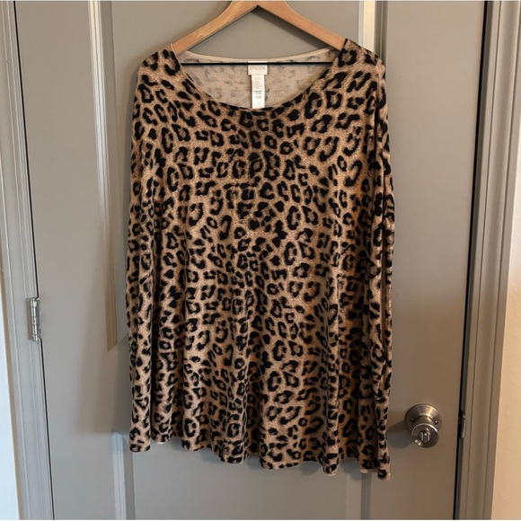 Chico's Animal Leopard Print Chianti Cape Top - Picture 2 of 8